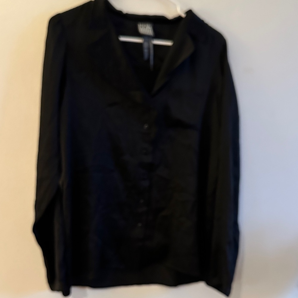 Lilith Black Women's Blouse 100% Silk- Preloved